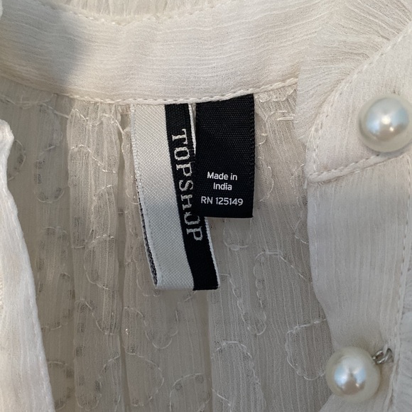 TOPSHOP PREMIUM WHITE CHIFFON EMBELLISHED SHIRT DRESS - Picture 5 of 13